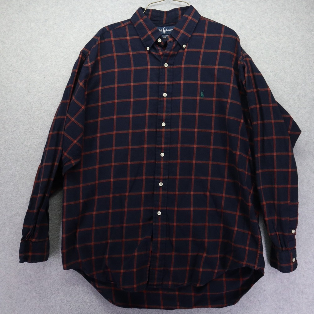 Ralph Lauren Shirt Mens Large Blaire Casual Button Up Blue Plaid Long Sleeve - Picture 1 of 8